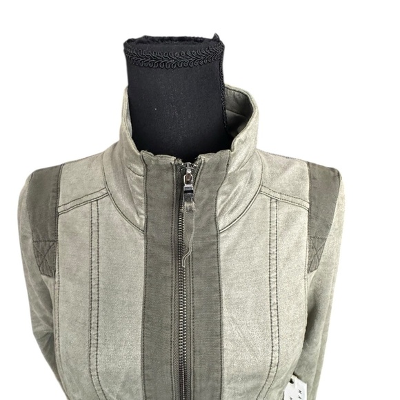 Marrakech Moto Style Olive Utility Jacket Size S Soft Cotton Stretch | NWT L35 - Picture 3 of 11